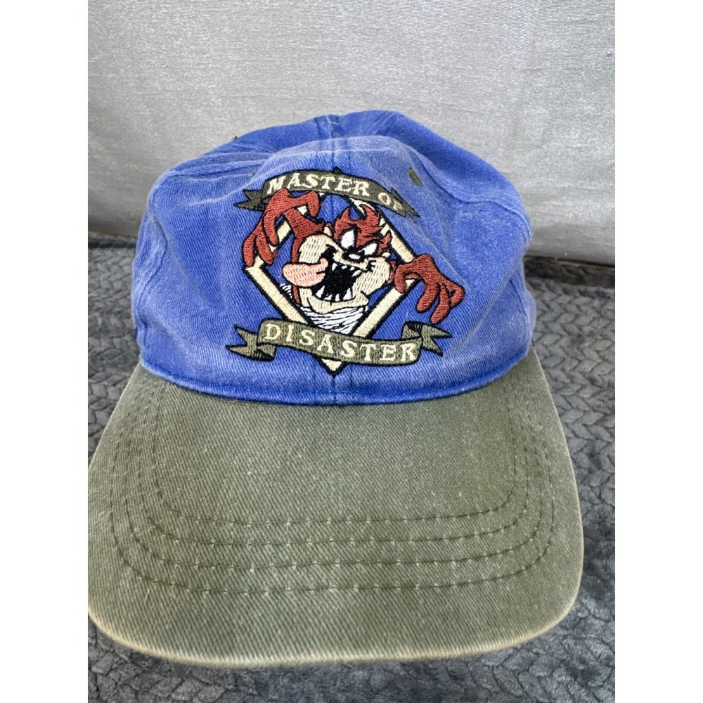 Vintage‎ 1995 Looney Tunes Taz Master of Disaster Blue Green Snapback Hat Kids